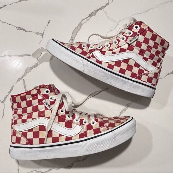 Vans Women’s Off the Wall SK8-Hi Red White Checkerboard Skater Sneakers Size 6.5 - Picture 6 of 15